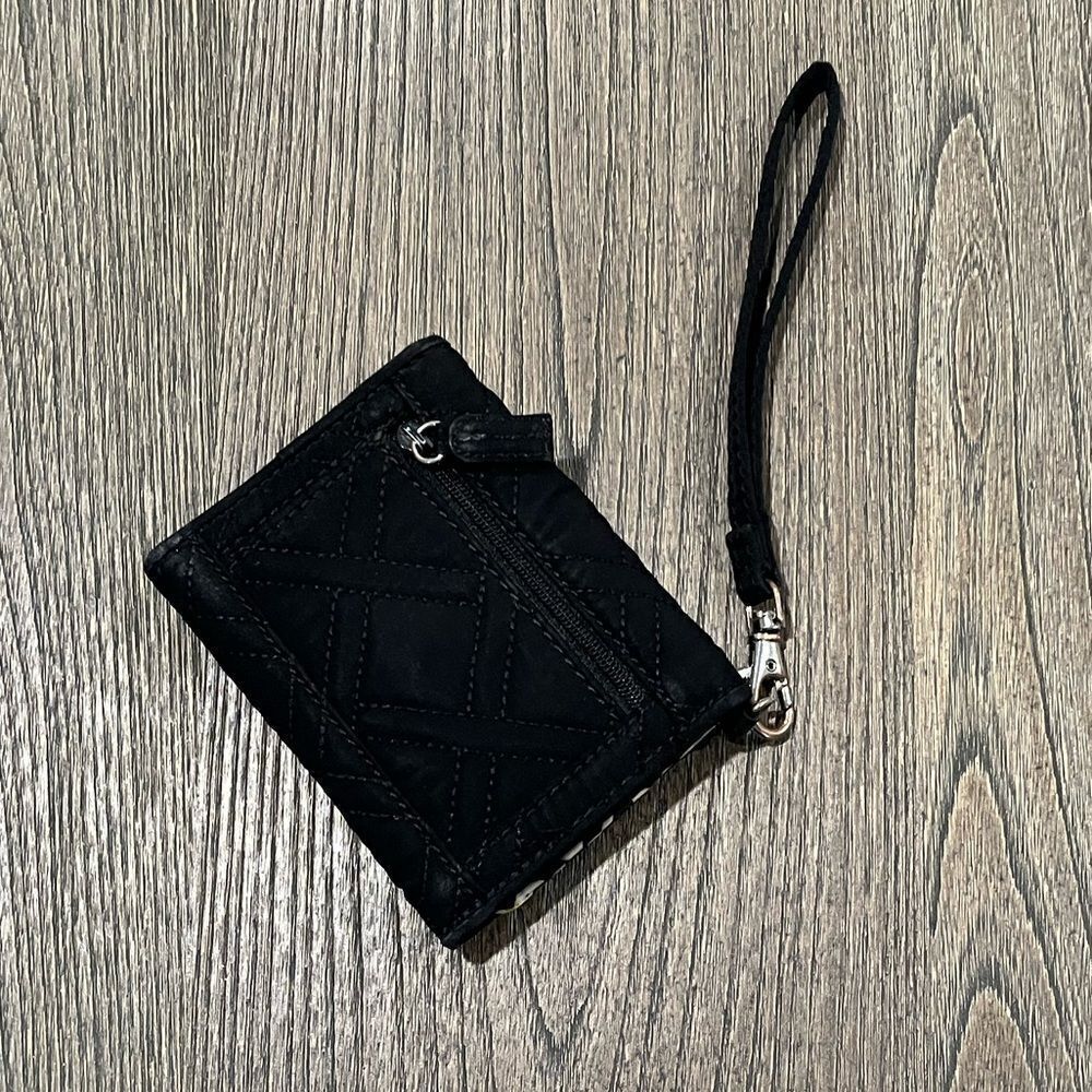Vera Bradley Black Coin Purse Cardcase Snap Wallet Wristlet - Picture 8 of 9